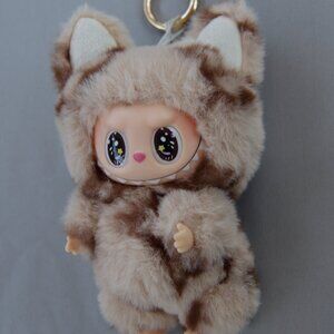 Custom Labubu Inspired The Monsters Tan Tabby Plush Pendant